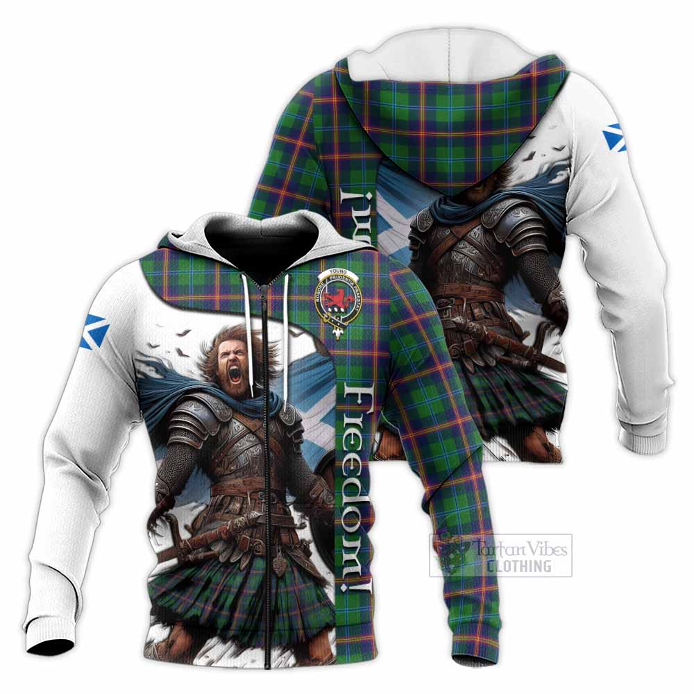 Tartan Vibes Clothing Young Crest Tartan Knitted Hoodie Inspired by the Freedom of Scottish Warrior