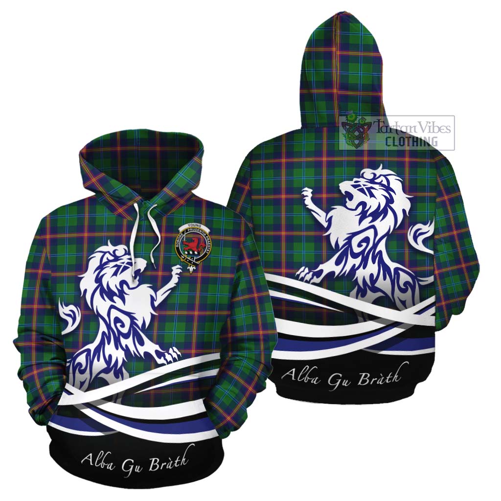 Tartan Vibes Clothing Young Tartan Cotton Hoodie with Alba Gu Brath Regal Lion Emblem