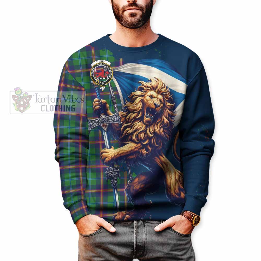 Tartan Vibes Clothing Young Tartan Family Crest Sweatshirt with Scottish Majestic Lion