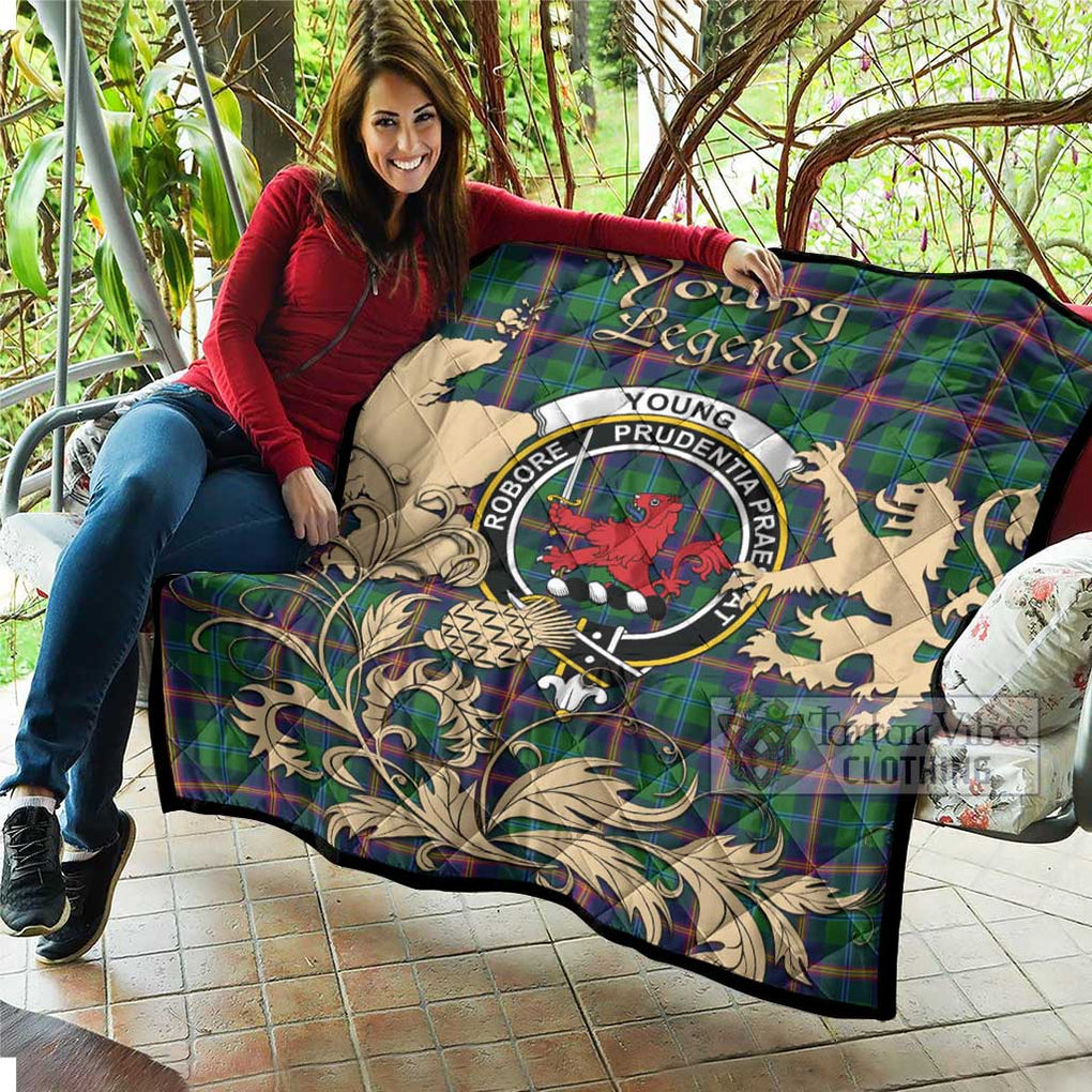 Tartan Vibes Clothing Young Tartan Quilt with Family Crest and Scottish Symbol Style