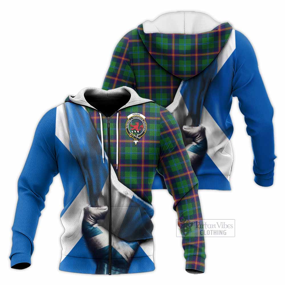 Tartan Vibes Clothing Young Tartan Knitted Hoodie with Family Crest Scotland Patriotic Style