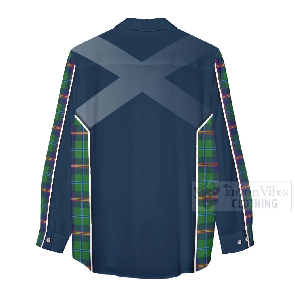 Tartan Vibes Clothing Young Tartan Women's Casual Shirt with Family Crest and Scottish Thistle Vibes Sport Style