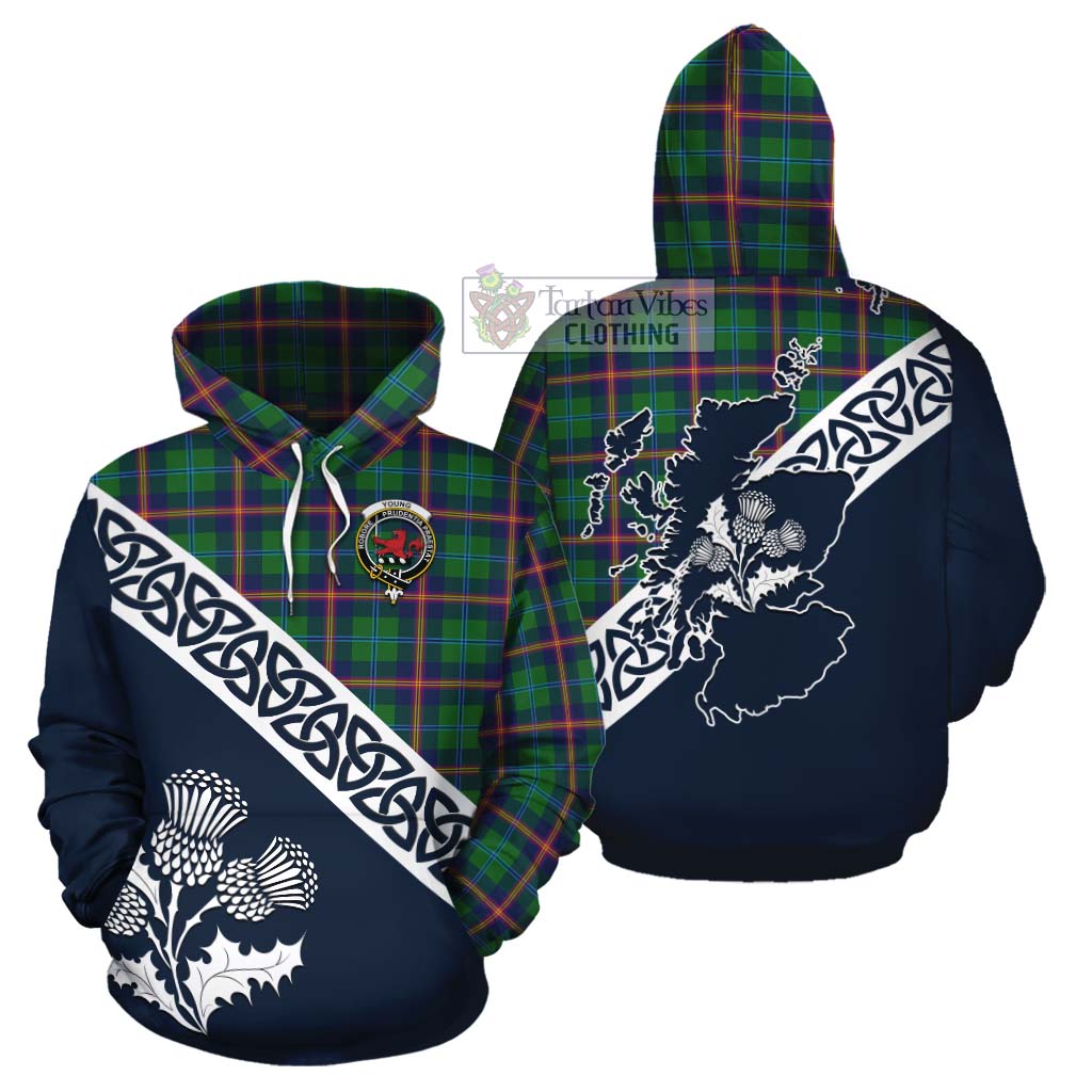 Tartan Vibes Clothing Young Tartan Cotton Hoodie Featuring Thistle and Scotland Map