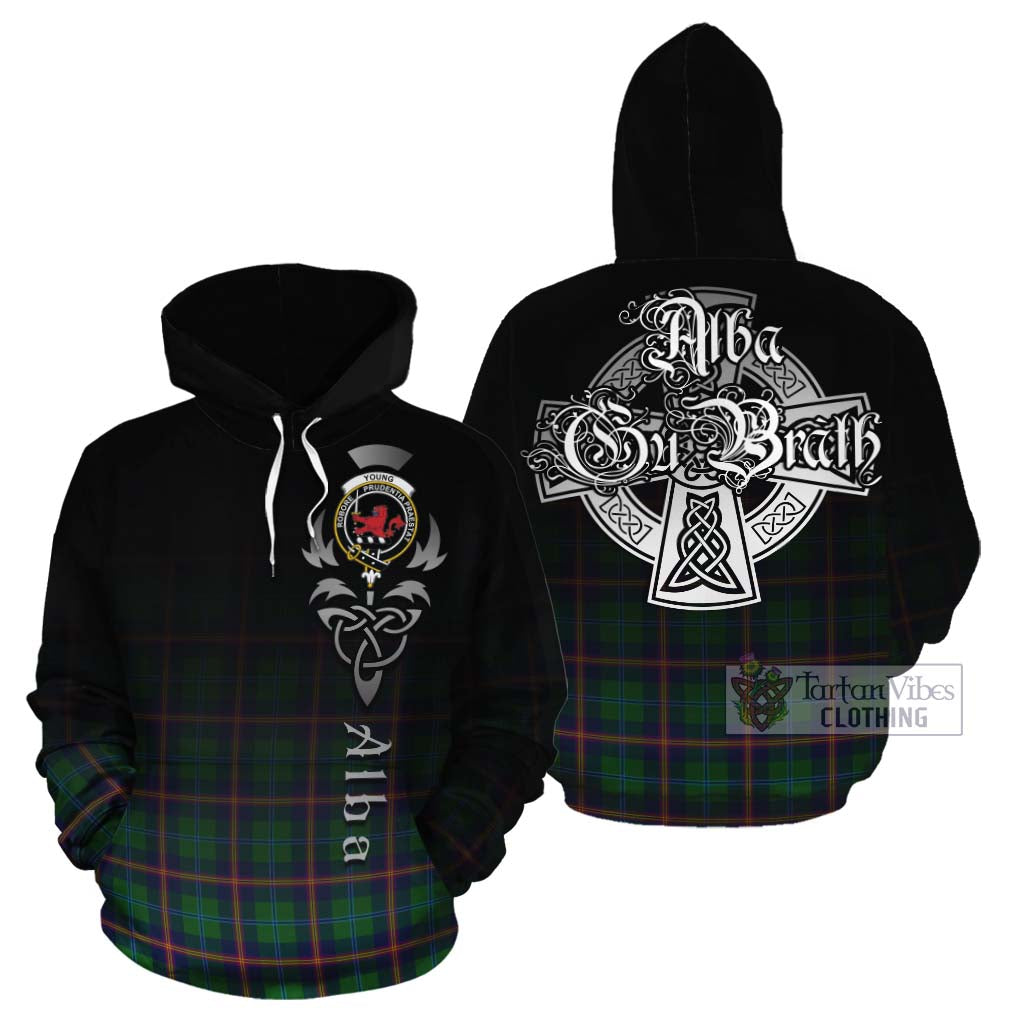 Tartan Vibes Clothing Young Tartan Cotton Hoodie Featuring Alba Gu Brath Family Crest Celtic Inspired