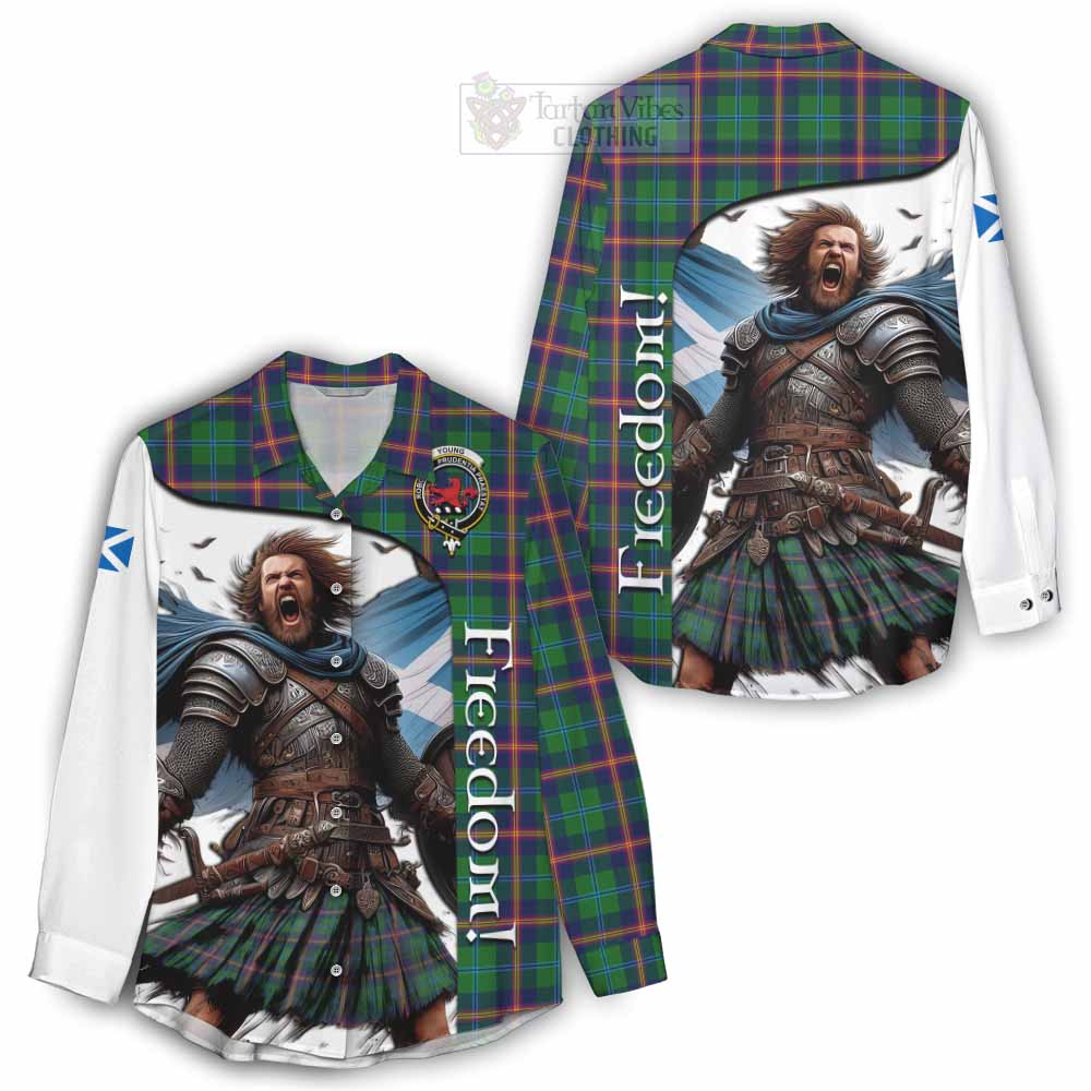 Tartan Vibes Clothing Young Crest Tartan Women's Casual Shirt Inspired by the Freedom of Scottish Warrior