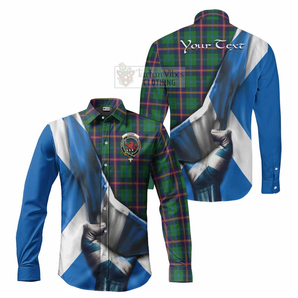 Tartan Vibes Clothing Young Tartan Long Sleeve Button Shirt with Family Crest Scotland Patriotic Style