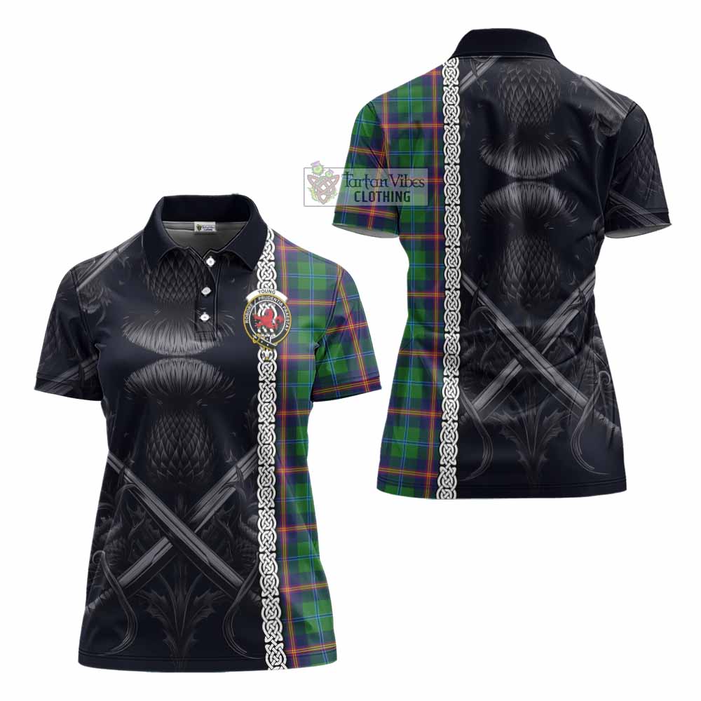 Tartan Vibes Clothing Young Tartan Women's Polo Shirt with Family Crest Cross Sword Thistle Celtic Vibes