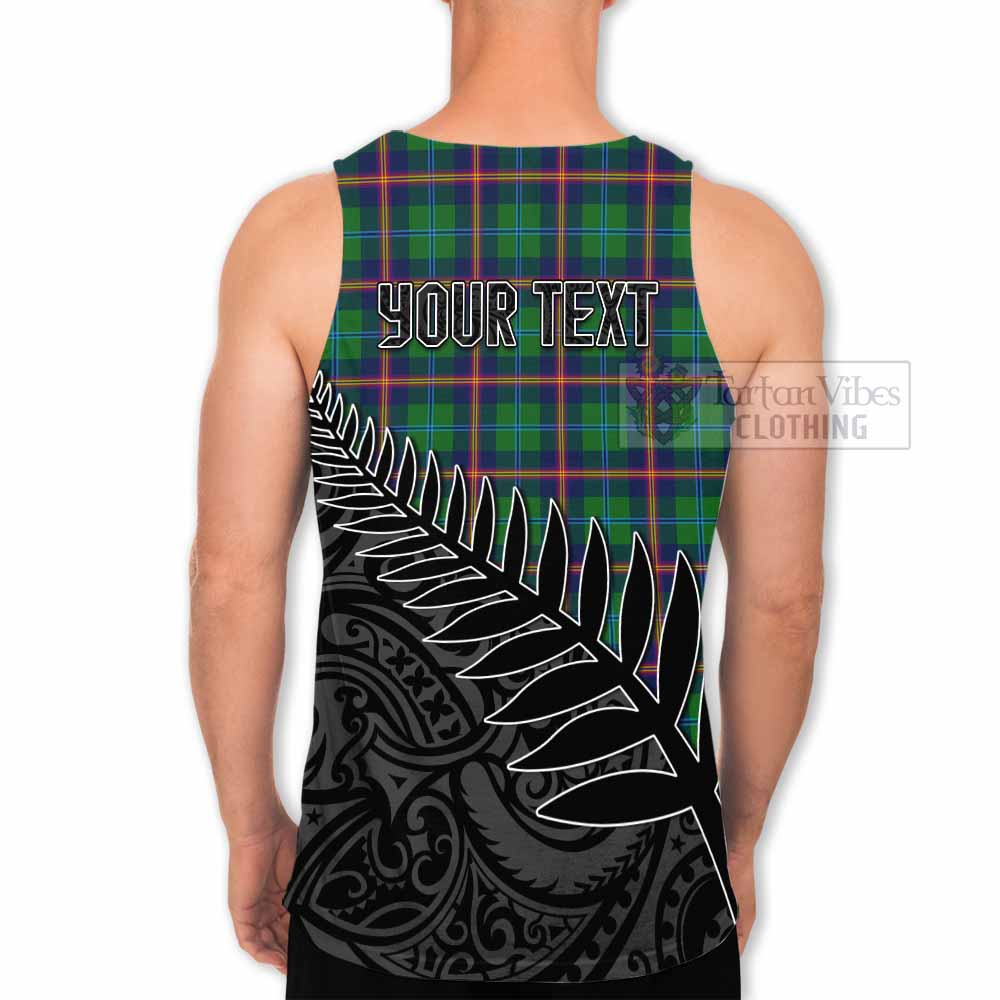 Tartan Vibes Clothing Young Crest Tartan Men's Tank Top with New Zealand Silver Fern Half Style