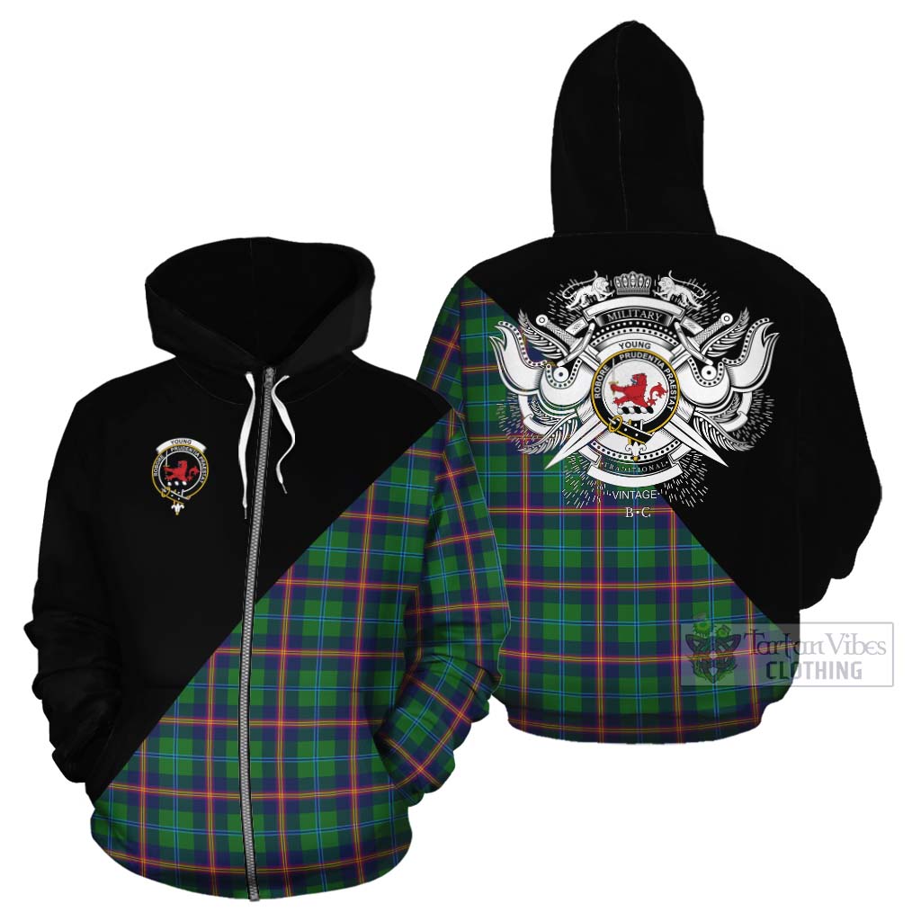 Tartan Vibes Clothing Young Tartan Cotton Hoodie with Family Crest and Military Logo Style