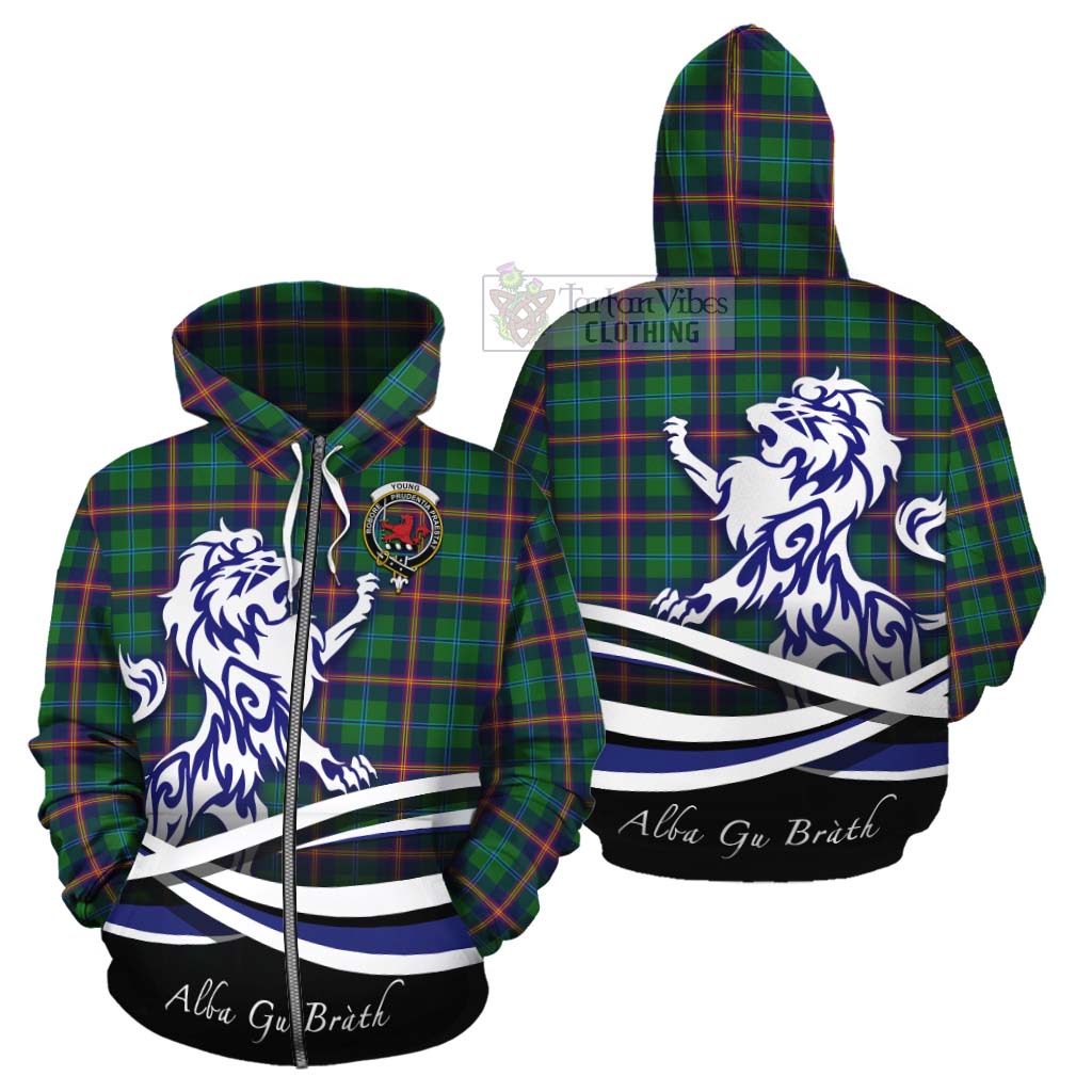 Tartan Vibes Clothing Young Tartan Cotton Hoodie with Alba Gu Brath Regal Lion Emblem