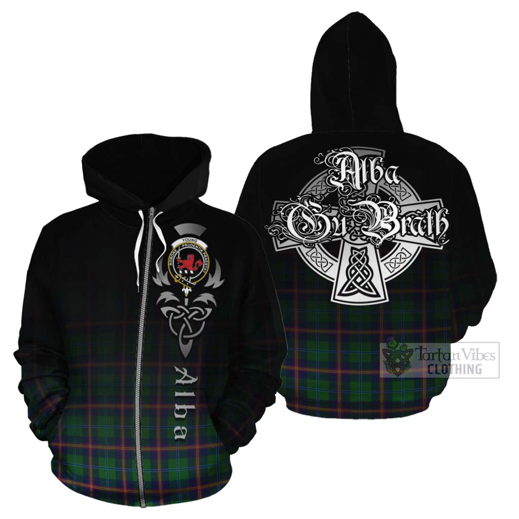 Tartan Vibes Clothing Young Tartan Cotton Hoodie Featuring Alba Gu Brath Family Crest Celtic Inspired