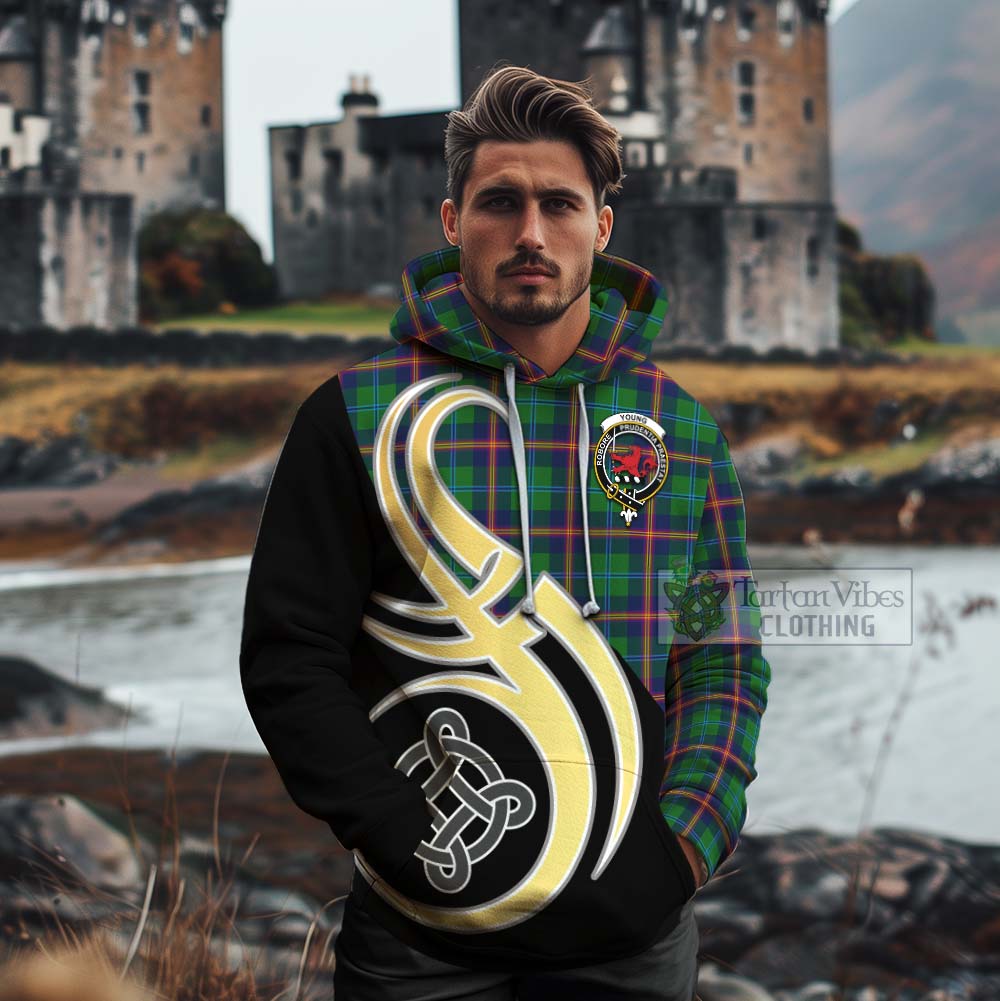 Tartan Vibes Clothing Young Tartan Cotton Hoodie with Family Crest and Celtic Symbol Style