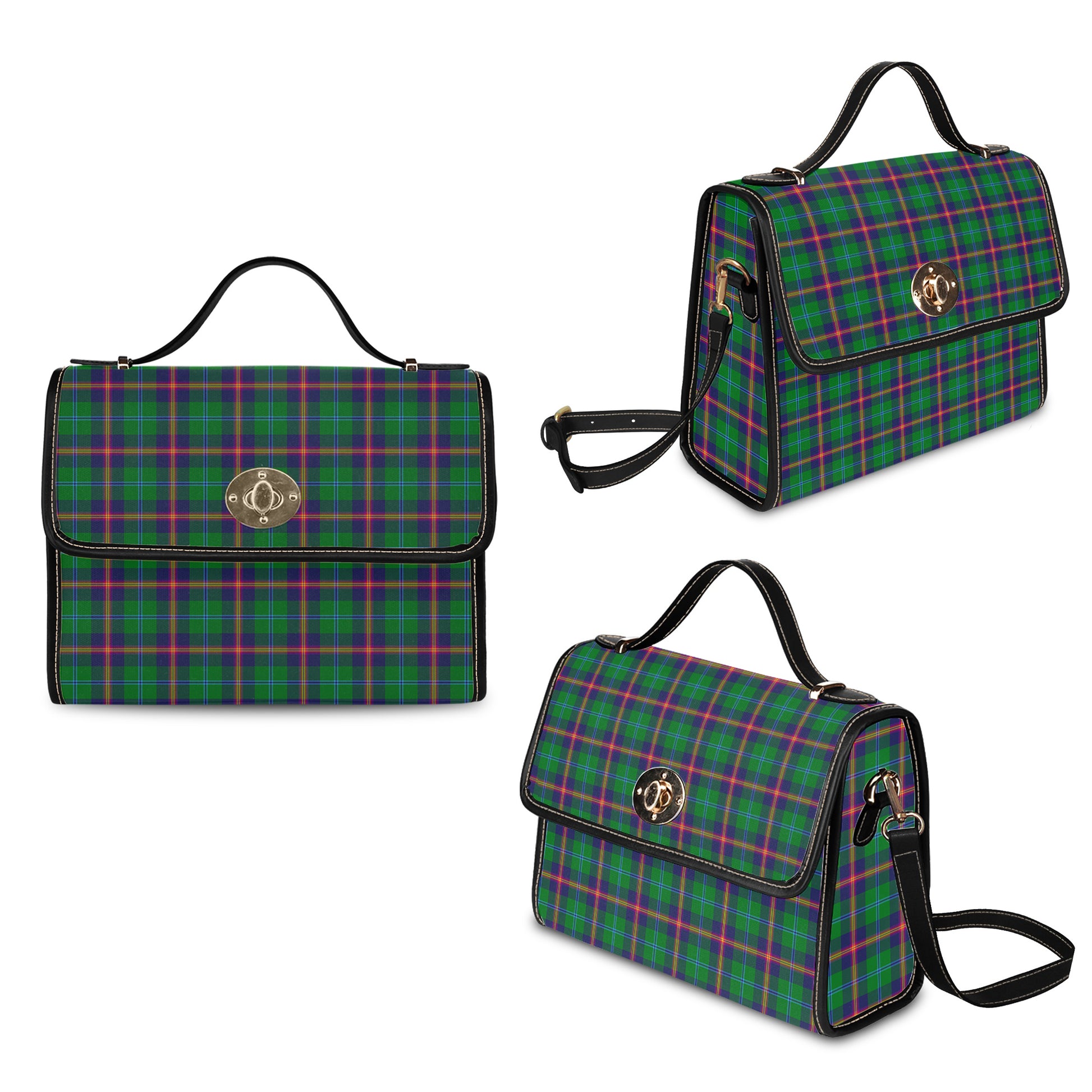 young-modern-tartan-leather-strap-waterproof-canvas-bag