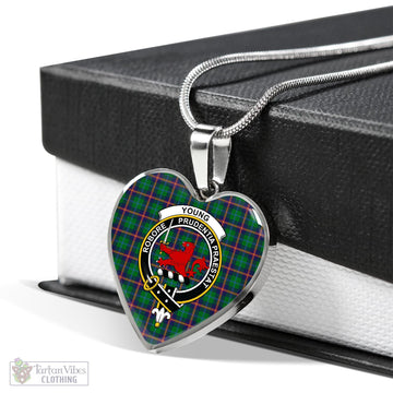 Young Tartan Heart Necklace with Family Crest