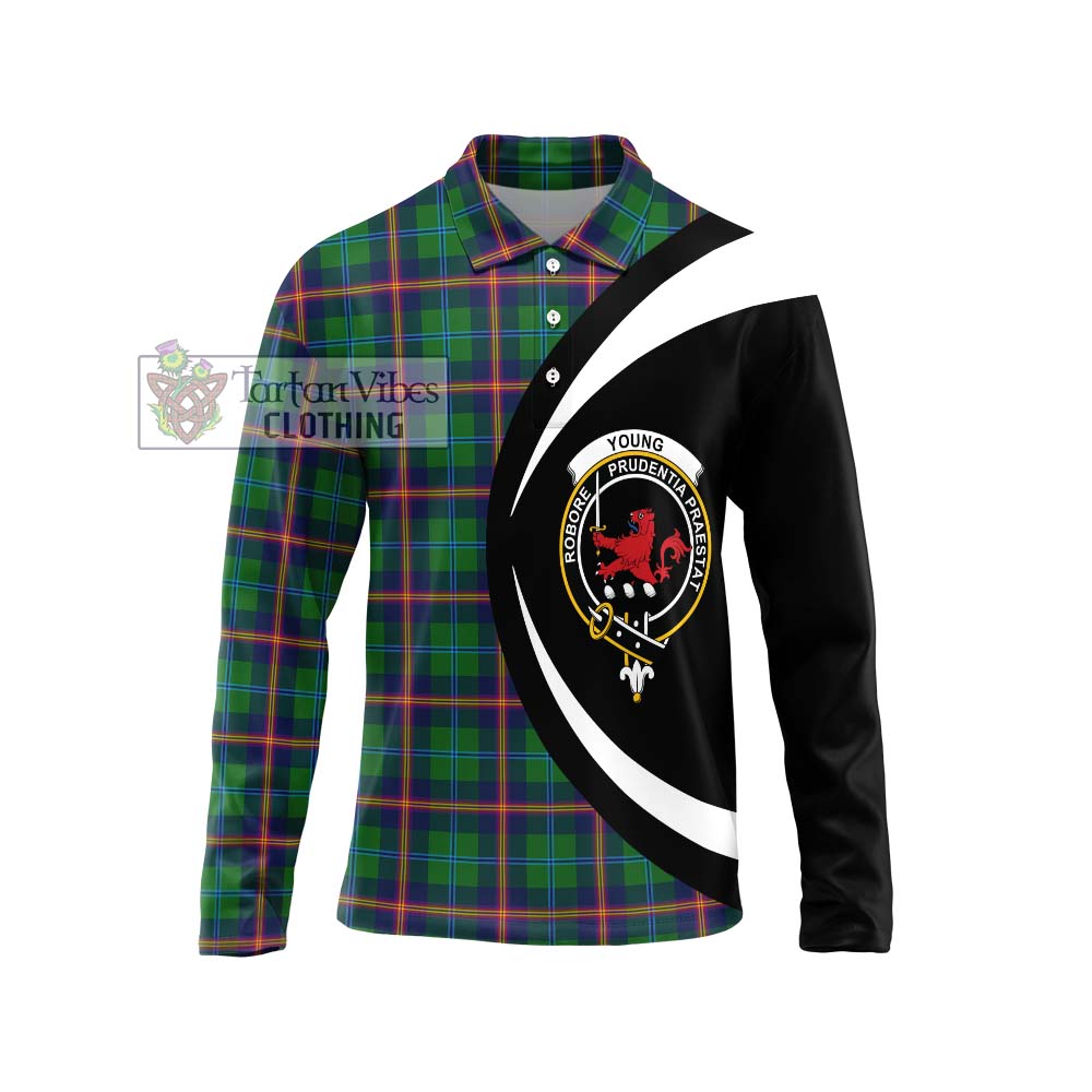 Young Tartan Long Sleeve Polo Shirt with Family Crest Circle Style Unisex - Tartan Vibes Clothing