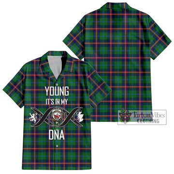 Young Tartan Short Sleeve Button Shirt with Family Crest DNA In Me Style