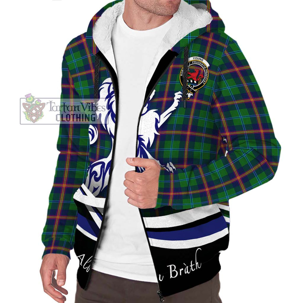 Young Tartan Sherpa Hoodie with Alba Gu Brath Regal Lion Emblem Unisex S - Tartanvibesclothing Shop