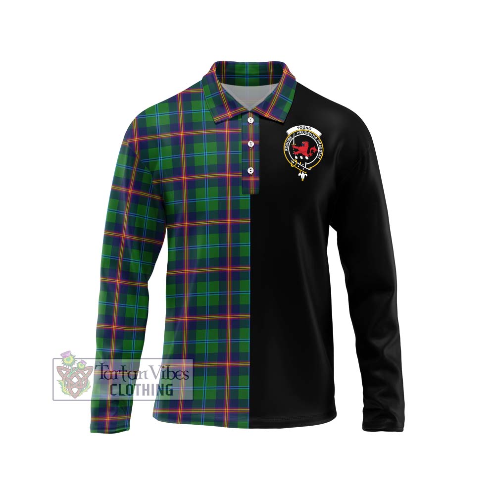 Young Tartan Long Sleeve Polo Shirt with Family Crest and Half Of Me Style Unisex - Tartanvibesclothing Shop