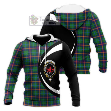 Young Tartan Knitted Hoodie with Family Crest Circle Style