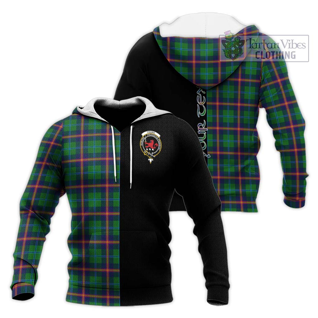 Young Tartan Knitted Hoodie with Family Crest and Half Of Me Style Unisex Knitted Pullover Hoodie - Tartanvibesclothing Shop