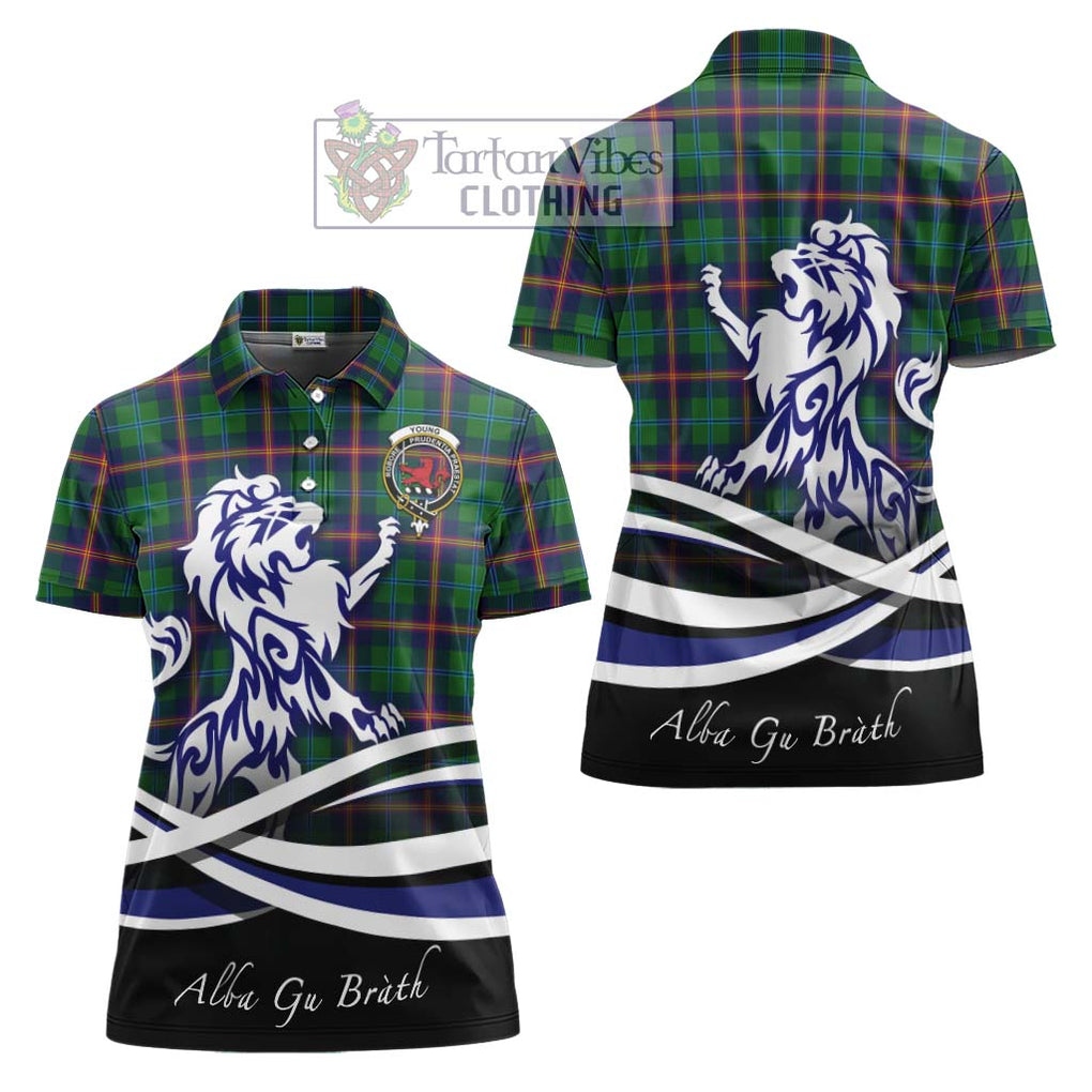 Young Tartan Women's Polo Shirt with Alba Gu Brath Regal Lion Emblem Women - Tartanvibesclothing Shop