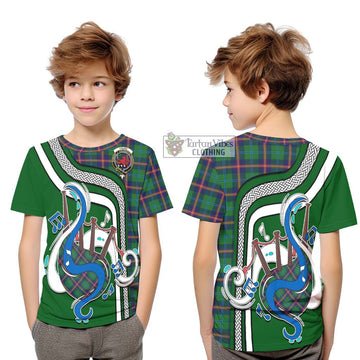 Young Tartan Kid T-Shirt with Epic Bagpipe Style