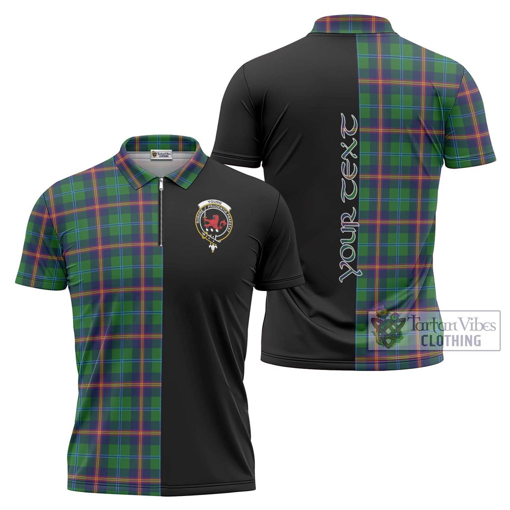 Young Tartan Zipper Polo Shirt with Family Crest and Half Of Me Style Unisex - Tartanvibesclothing Shop