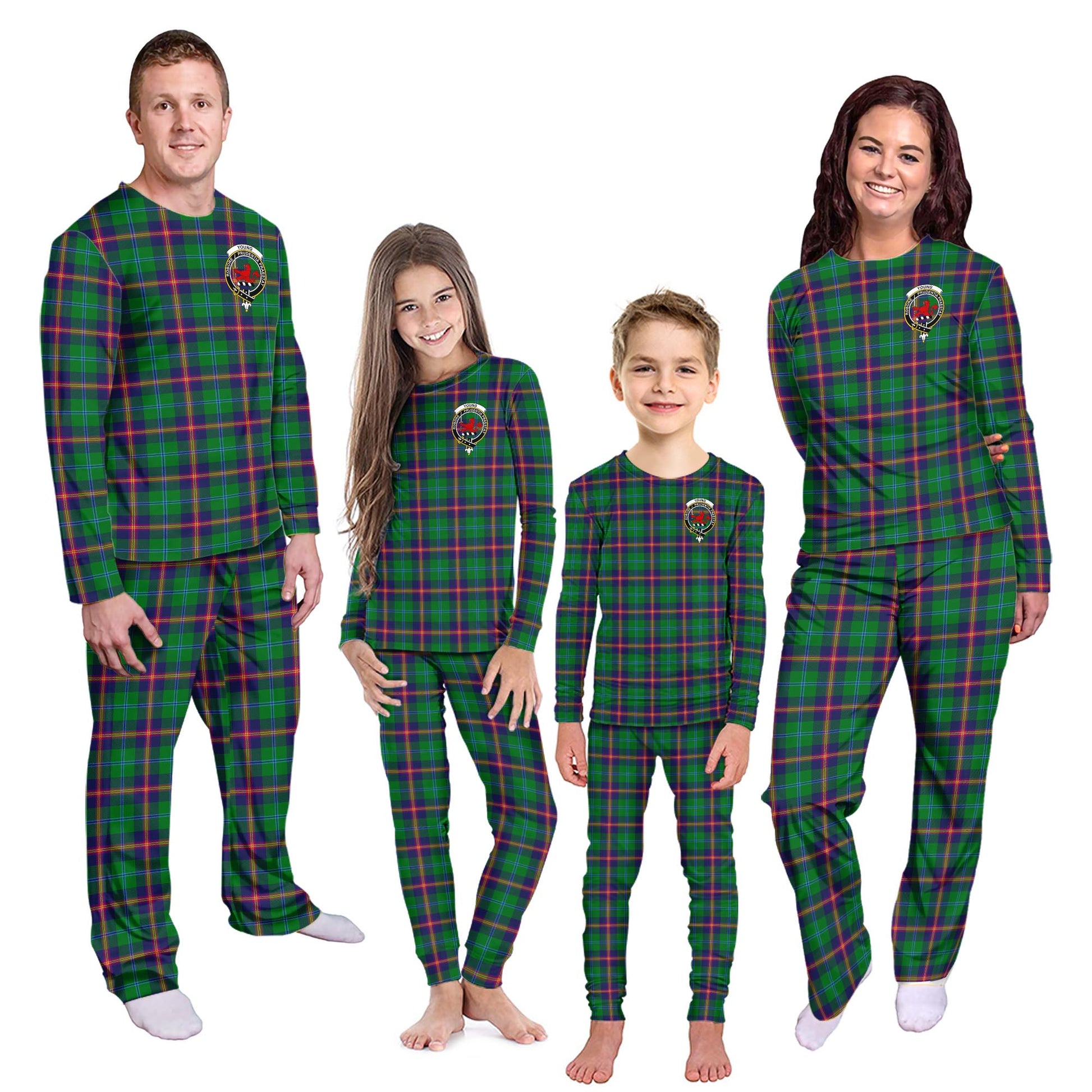 Young Modern Tartan Pajamas Family Set with Family Crest - Tartanvibesclothing