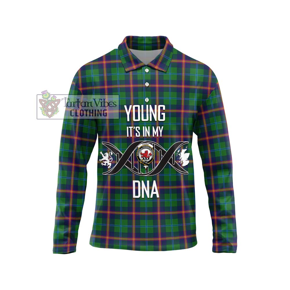 Young Tartan Long Sleeve Polo Shirt with Family Crest DNA In Me Style Unisex - Tartanvibesclothing Shop