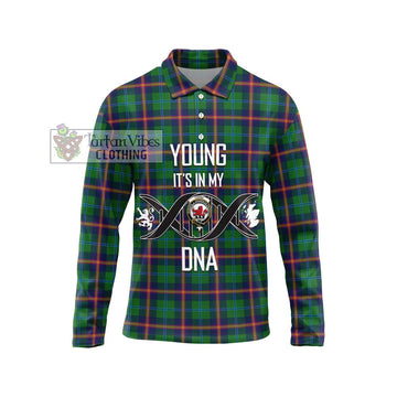 Young Tartan Long Sleeve Polo Shirt with Family Crest DNA In Me Style