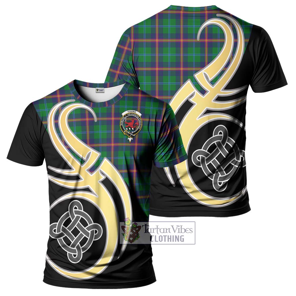 Tartan Vibes Clothing Young Modern Tartan T-Shirt with Family Crest and Celtic Symbol Style