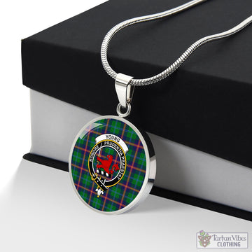 Young Tartan Circle Necklace with Family Crest