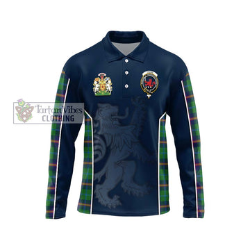 Young Tartan Long Sleeve Polo Shirt with Family Crest and Lion Rampant Vibes Sport Style