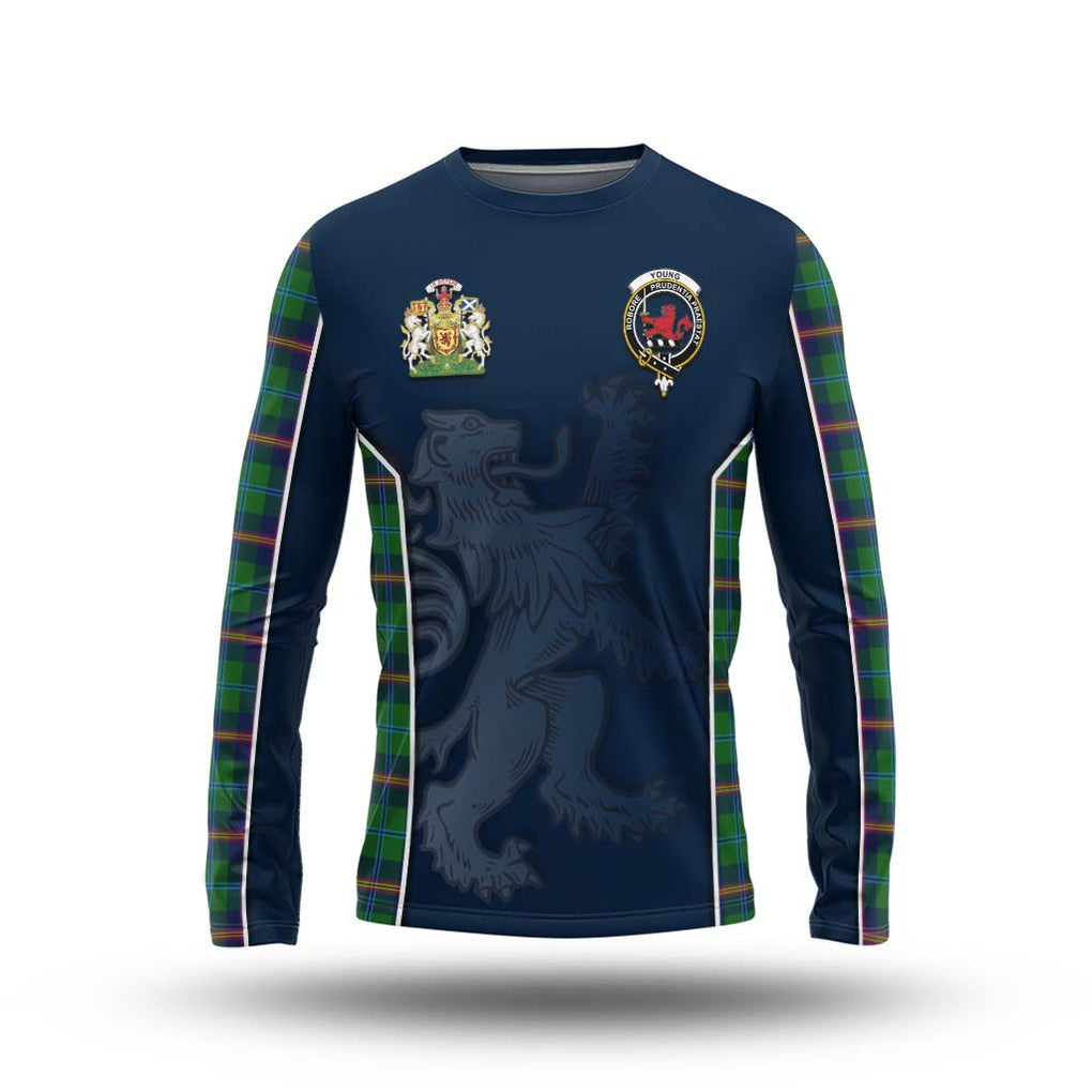 Young Tartan Long Sleeve T-Shirt with Family Crest and Lion Rampant Vibes Sport Style Unisex - Tartan Vibes Clothing