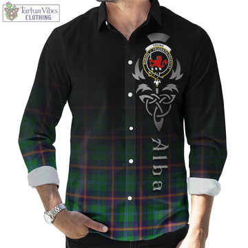 Young Tartan Long Sleeve Button Up Featuring Alba Gu Brath Family Crest Celtic Inspired