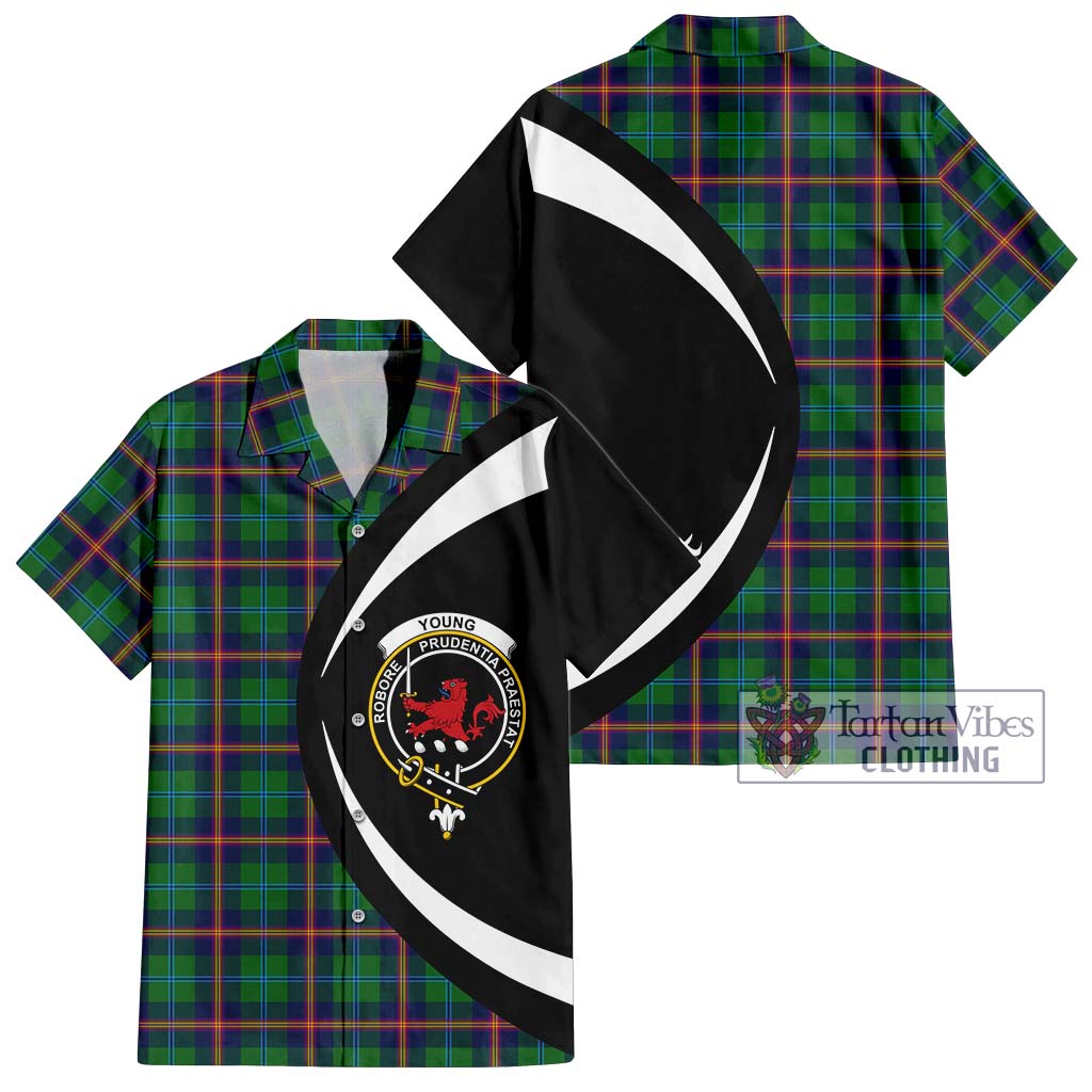 Young Tartan Short Sleeve Button Up with Family Crest Circle Style Kid - Tartan Vibes Clothing