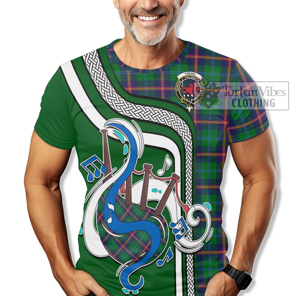 Young Tartan T-Shirt with Epic Bagpipe Style Kid's Shirt - Tartanvibesclothing Shop