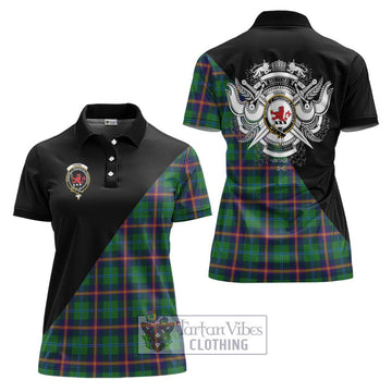 Young Tartan Women's Polo Shirt with Family Crest and Military Logo Style