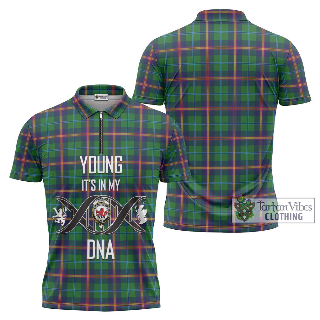 Young Tartan Zipper Polo Shirt with Family Crest DNA In Me Style Unisex - Tartanvibesclothing Shop