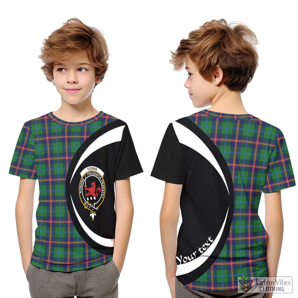 Young Tartan Kid T-Shirt with Family Crest Circle Style Youth XL Size14 - Tartan Vibes Clothing