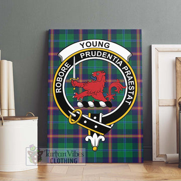 Young Tartan Canvas Print Wall Art with Family Crest