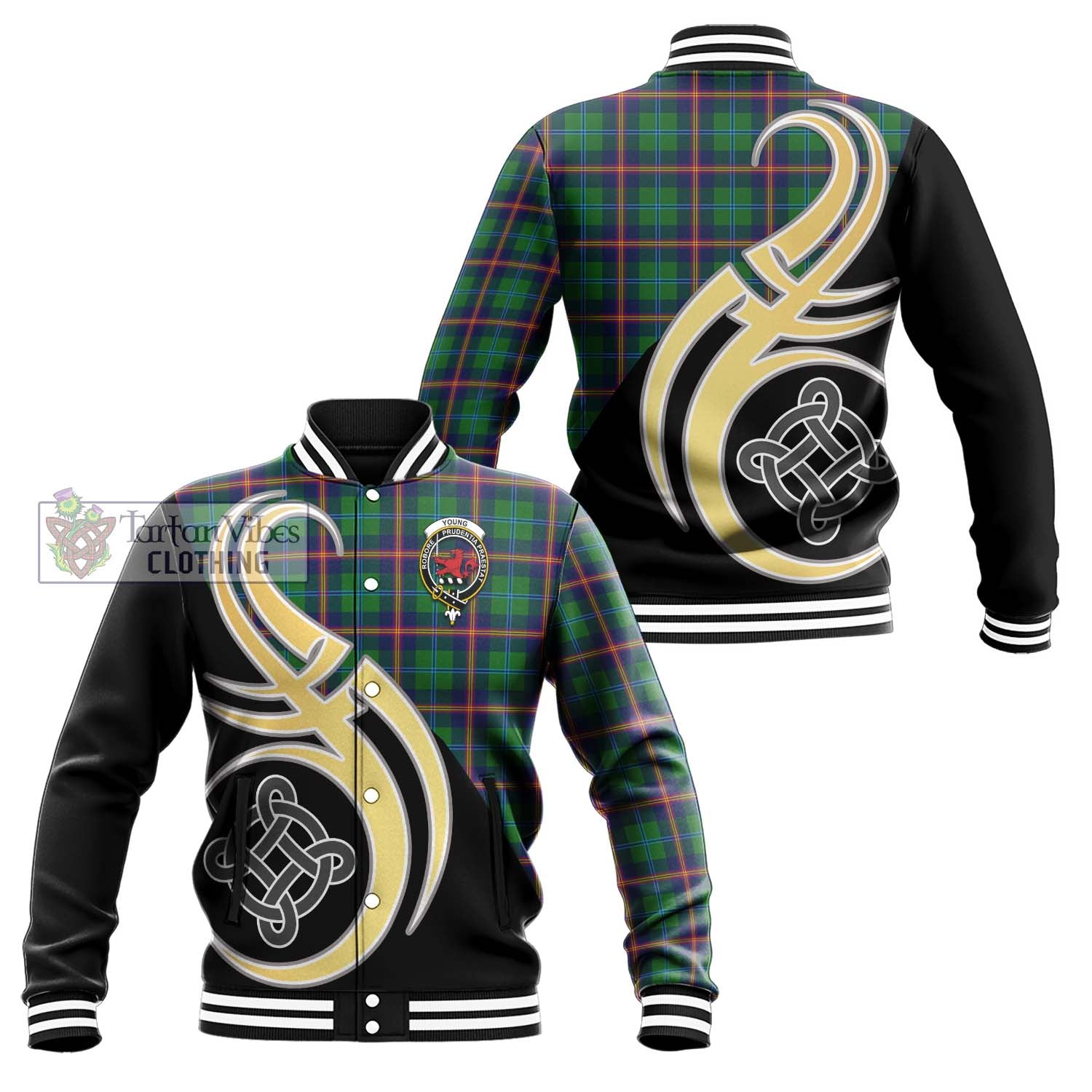 Young Tartan Baseball Jacket with Family Crest and Celtic Symbol Style Unisex - Tartan Vibes Clothing