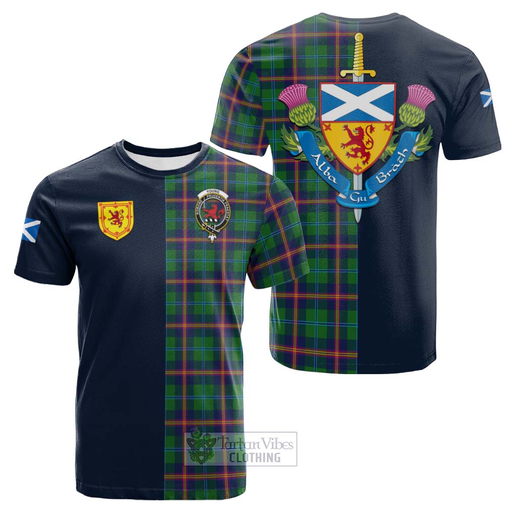 Tartan Vibes Clothing Young Modern Tartan Cotton T-shirt with Scottish Lion Royal Arm Half Style