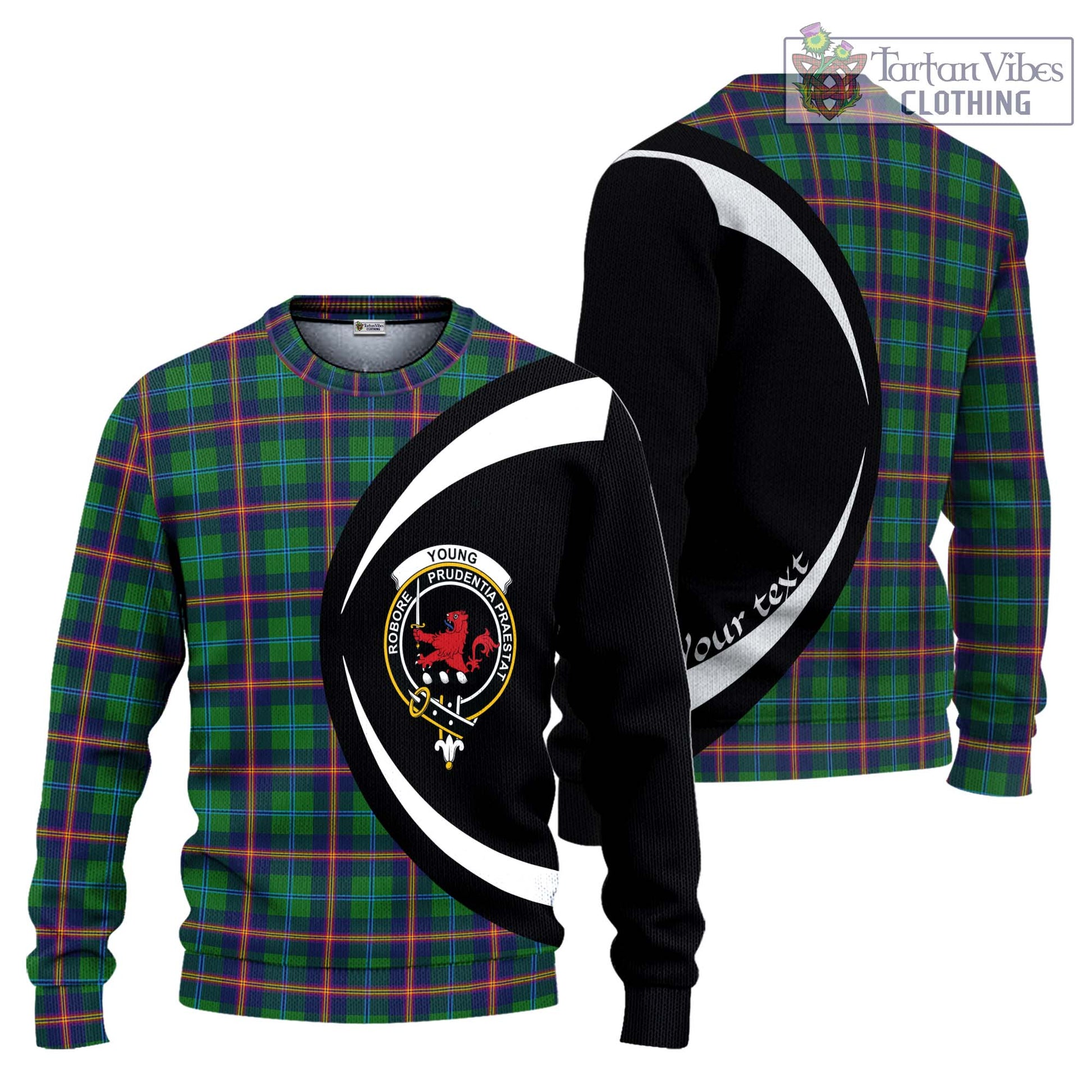 Young Tartan Knitted Sweater with Family Crest Circle Style Unisex - Tartan Vibes Clothing