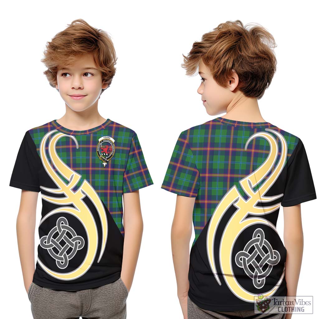 Young Tartan Kid T-Shirt with Family Crest and Celtic Symbol Style Youth XL Size14 - Tartan Vibes Clothing