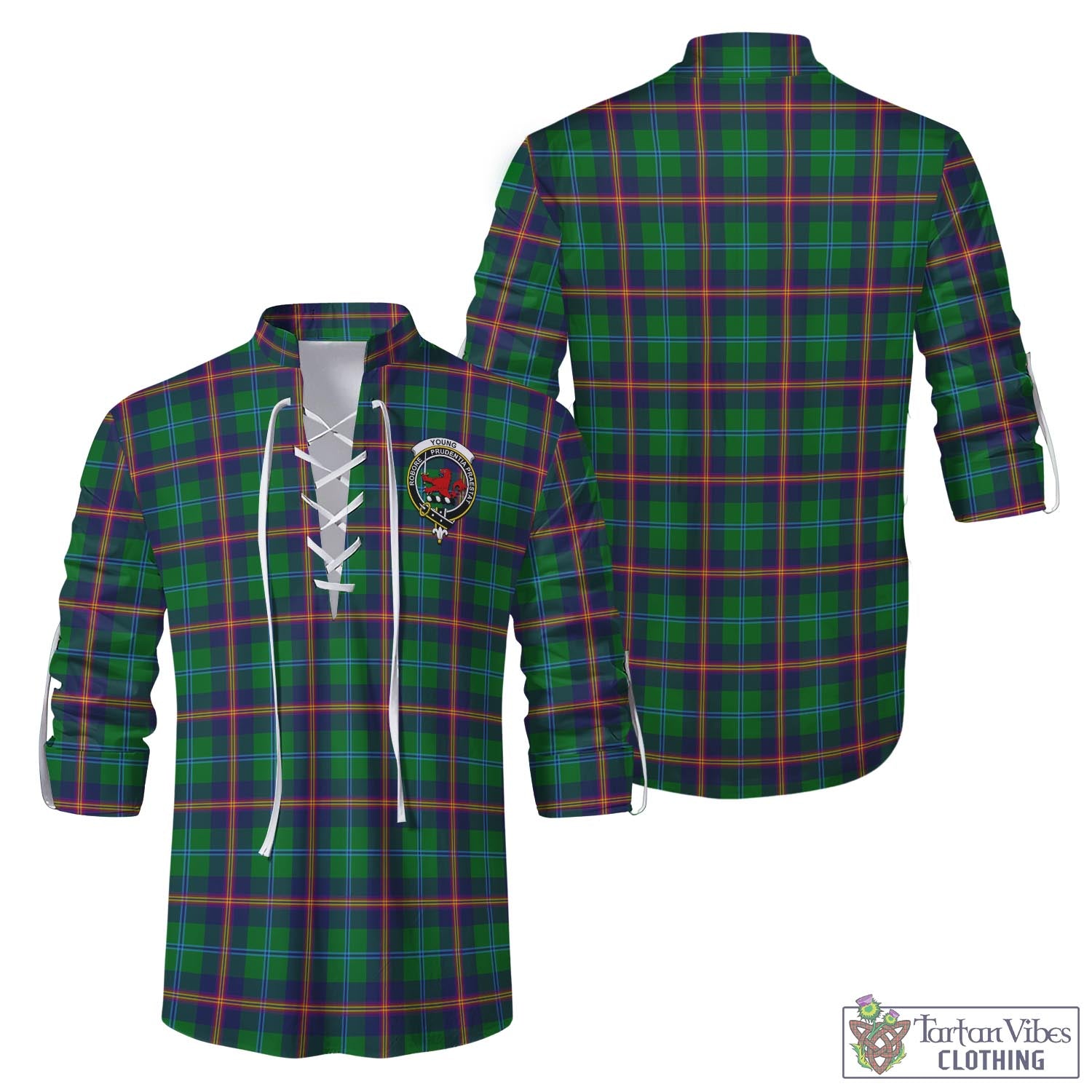 Tartan Vibes Clothing Young Modern Tartan Men's Scottish Traditional Jacobite Ghillie Kilt Shirt with Family Crest