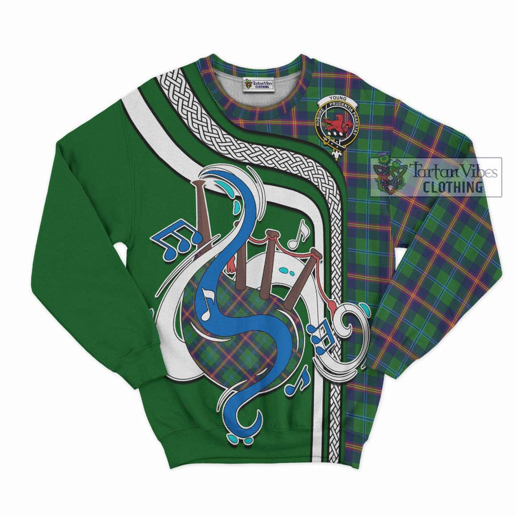 Tartan Vibes Clothing Young Modern Tartan Sweatshirt with Epic Bagpipe Style