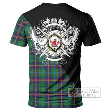 Young Tartan T-Shirt with Family Crest and Military Logo Style