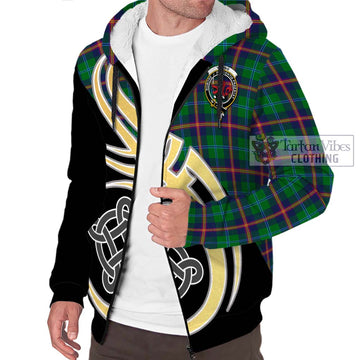 Young Tartan Sherpa Hoodie with Family Crest and Celtic Symbol Style