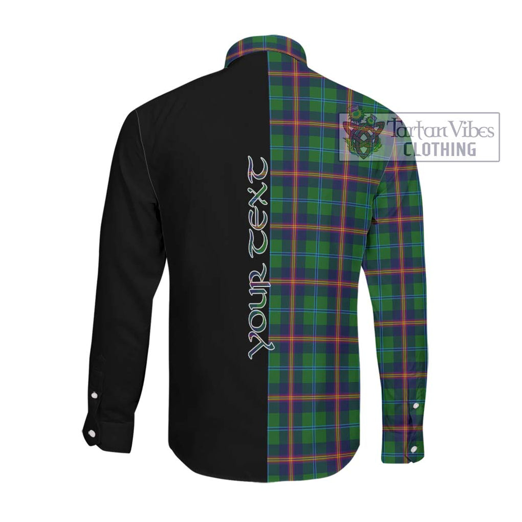 Young Tartan Long Sleeve Button Shirt with Family Crest and Half Of Me Style Men's Shirt - Tartanvibesclothing Shop